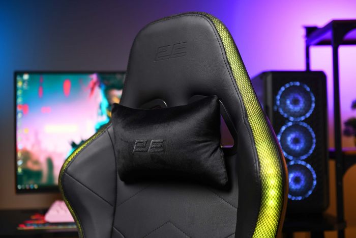 Крісло 2E GAMING OGAMA II RGB, ПУ шкіра, 3D-Armrests, чорний