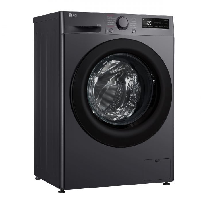 Прально-сушильна машина LG фронтальна, 9(5)кг, 1200, A, пара, 48см, дисплей, пара, інвертор, чорний