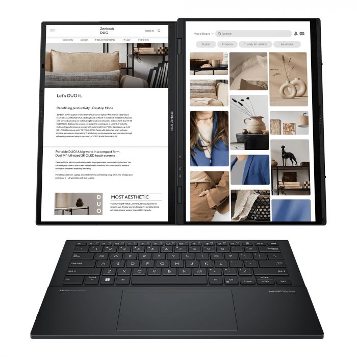 Ноутбук ASUS Zenbook DUO UX8406CA-QL366W 14" FHD OLED, Intel Ultra 7 255H, 32GB, F1TB, UMA, Win11, Сірий