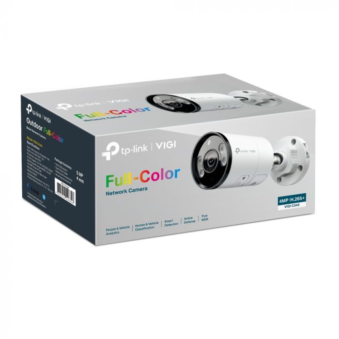 IP-Камера TP-LINK VIGI C345-4, PoE, 4Мп, 4 мм, H265+, IP66, Bullet, кольорове нічне бачення, зовнішня