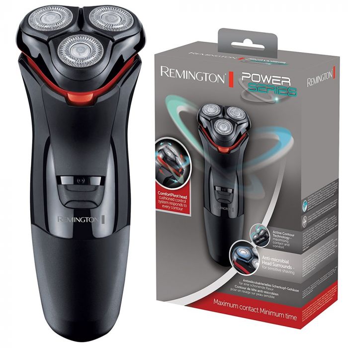 Бритва електр. Remington роторна Power Series, бритв.головок-3, от сети, сух., тример, чорно-червоний