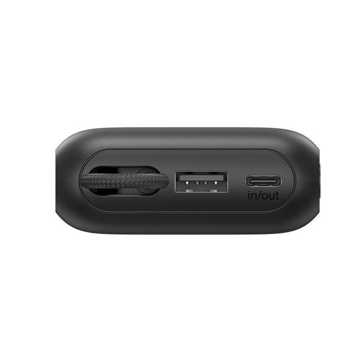 Акумулятор портативний літій-іонний Power Bank Belkin 10000мА·год, 45Вт, з інтегрованим кабелем USB-C, чорний