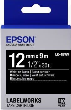 Картридж зі стрічкою Epson LK4BWV принтерів LW-300/LW-400/LW-400VP/LW-600P/LW-700/LW-Z710/LW-900P/LW-1000P/LW-Z5000BE Vivid White/Black 12mm/9m