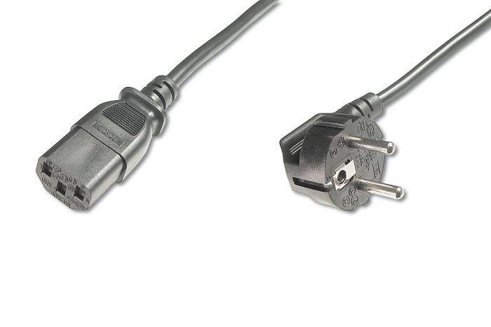 Кабель живлення DIGITUS Schuko 90/M - C13/F, 0.75м, чорний