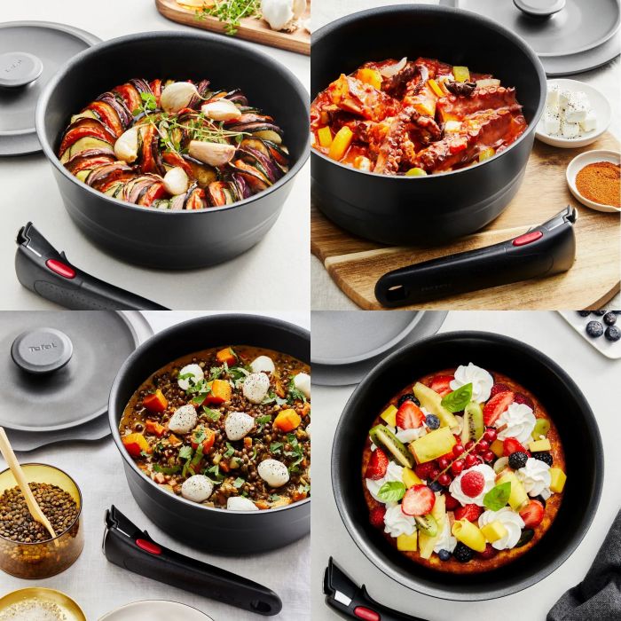 Набір посуду Tefal Ingenio Inspiration, 6 предметів, алюміній, скло, бакеліт, чорний