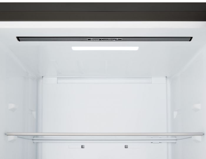 Холодильник LG з нижн. мороз., 203x60х68, холод.відд.-262л, мороз.відд.-113л, 2дв., E, NF, інв., диспл зовн., зона св-ті, чорний