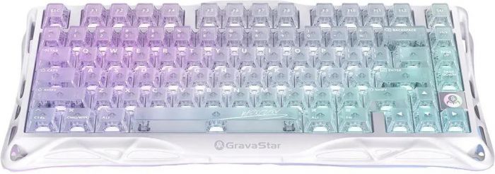 Клавіатура механічна GravaStar Mercury K1 Lite 80keys, GravaStar x BSUN Grey, BT/WL/USB, RGB, Crystal Aurora