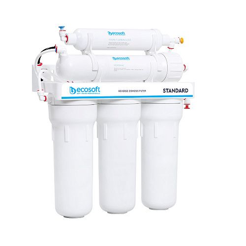 Фільтр зворотного осмосу Ecosoft Standard 5-50M PRO з мінералізатором, мембрана 50gpd, кран капля, дренаж 1:2