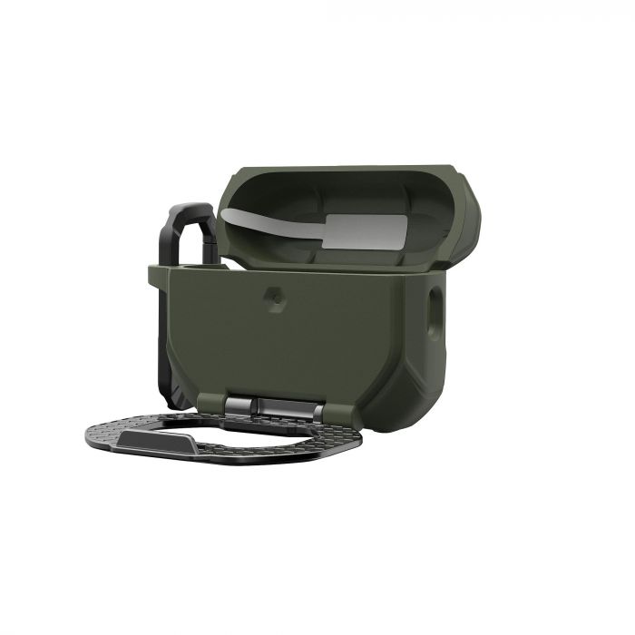 Чохол UAG для AirPods Pro (Gen 3, 2025) with Built-in Phone Stand, Monarch, Olive Drab/Silver