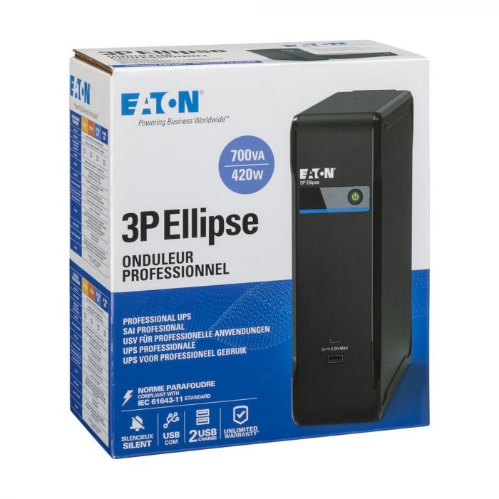 Джерело безперебійного живлення Eaton 3P Ellipse 700VA/420W, 2xUSB charges+USB port, 3+1xSchuko