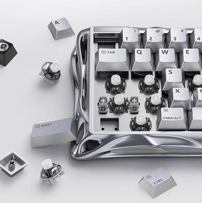 Клавіатура магнітна GravaStar Mercury V60 Pro 60keys, GravaStar Blackcore, USB-A, 8k, RGB, Chrome Silver