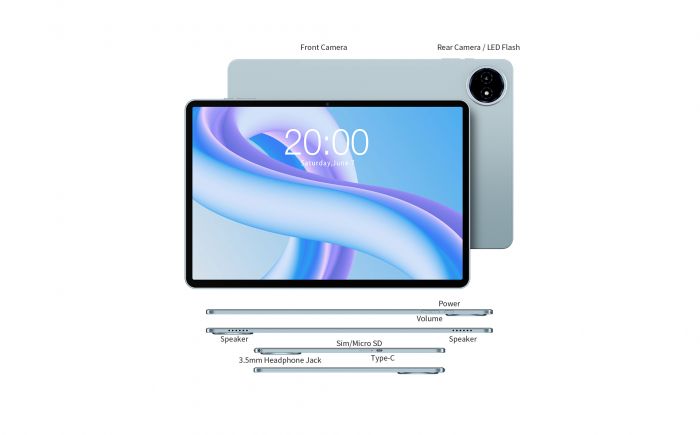 Планшет Teclast M50 Plus 10.1" 6ГБ, 128ГБ, LTE, 7000мА•год, Android, блакитний