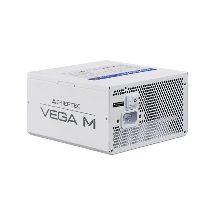 Блок живлення CHIEFTEC Vega M (1000W), >90%, 80+ Gold, 135мм FDB, 1xMB 24pin(20+4), 2xCPU 8pin(4+4), 3xMolex, 6xSATA, 4xPCIe 8pin(6+2), 1xPCIe GEN5 16pin, Fully Modular, White