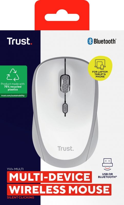 Миша Trust Yvi+ Compact Multi-Device, WL/BT/USB-A, білий