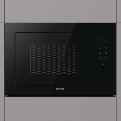 Мікрохвильова піч Gorenje вбудовувана, 25л, електр. управл., 900Вт, гриль, дисплей, чорний