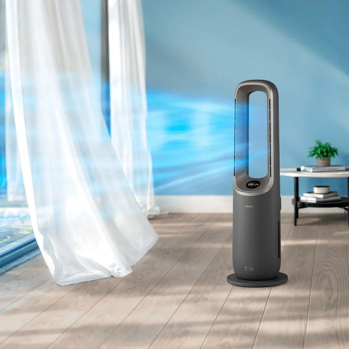 Кліматичний комплекс Philips Air Performer 9000, 48м2, 185м3/год, пулт ДУ, HEPA +вугільний фільтр + попередній, очистка, нагріз, зволоження повітря, сірий