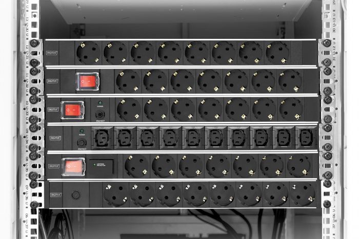 Пристрій розподілу електроживлення DIGITUS 1U, 7xSchuko, 16A, 250V, выключатель, SPD, вилка Schuko