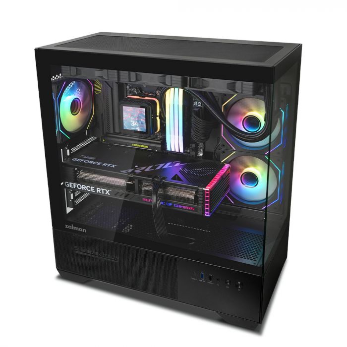 Корпус Zalman Chronix без БЖ, 1xUSB3.0, 1xUSB2.0, 1x Type C, 2x120мм ARGB Reverse,  1x120мм ARGB, VGA 410мм, LCS ready, TG Side/Front Panel, ATX, чорний