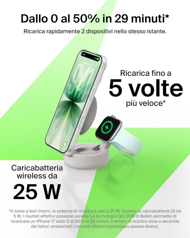 Зарядний пристрій бездротовий Belkin UltraCharge Pro 2в1 Convertible Magnetic Charging Dock 25Вт, Sand