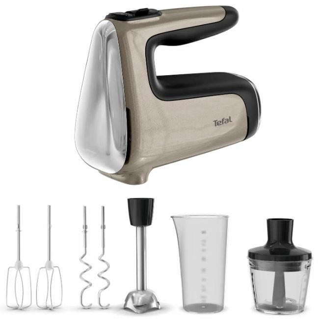 Міксер Tefal ручний Powermix Silence 4in1 850Вт, насадки-4, міні-подрібнювач, турборежим, бронзовий