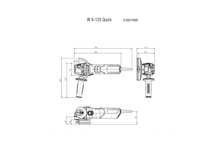 Шліфмашина кутова Metabo W 9-125 QUICK 125мм 900Вт 10500об·хв 2.1кг