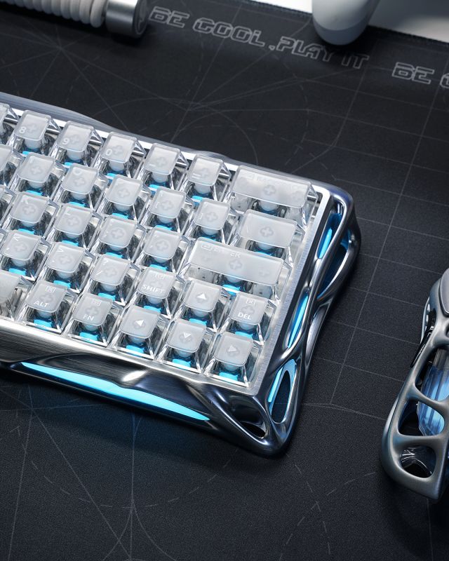 Клавіатура магнітна GravaStar Mercury V60 PRO 60keys, UFO Magnetic Gaming, 8K, USB-A, RGB, Sliver Frost