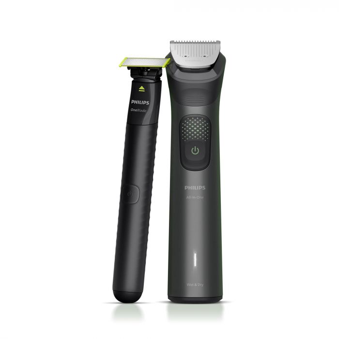 Тример Philips Series 9000, для обличчя, голови, тіла, акум., насадок-19, OneBlade в компл., сталь, сірий