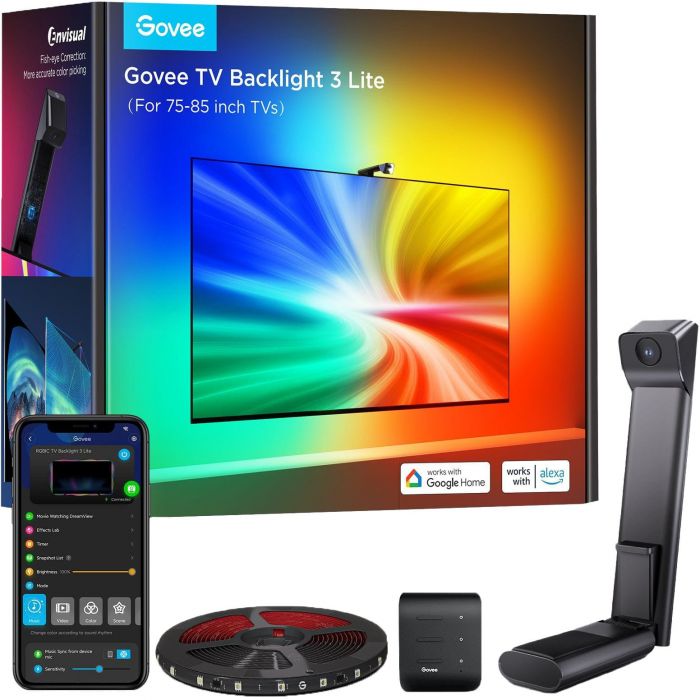 Набір адаптивного підсвічування Govee H6099 Backlight 3 Lite 75-85', RGBIC, WI-FI/Bluetooth, чорний