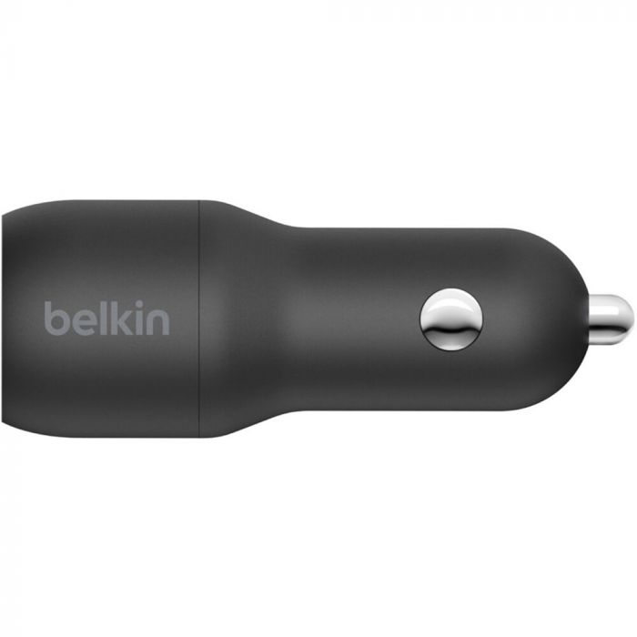 Зарядний пристрій автомобільний Belkin 24Вт 2хUSB-A, кабель USB-A > USB-C, 1м, чорний