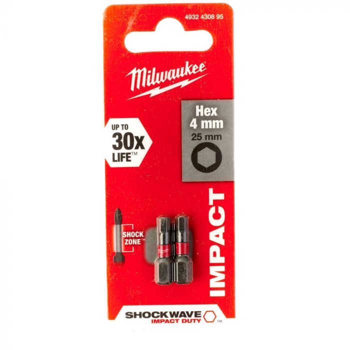 Біти Milwaukee Shockwave, набір 2шт, Hex4х25мм
