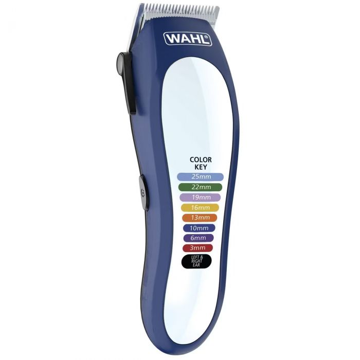 Машинка для стрижки Wahl Color Pro Lithium, мережа+акум., вібраційний мотор, насадок-10, кейс, масло та ножиці у компл., сталь, біло-синій