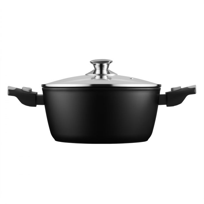 Каструля зі скляною кришкою ARDESTO Gemini Bari, 3.9л, алюміній, чорний