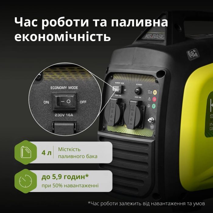 Генератор бензиновий інверторний Konner&Sohnen KSB 33iS, 230В, 3.0-3.3кВт, ручний стартер, 21.5кг