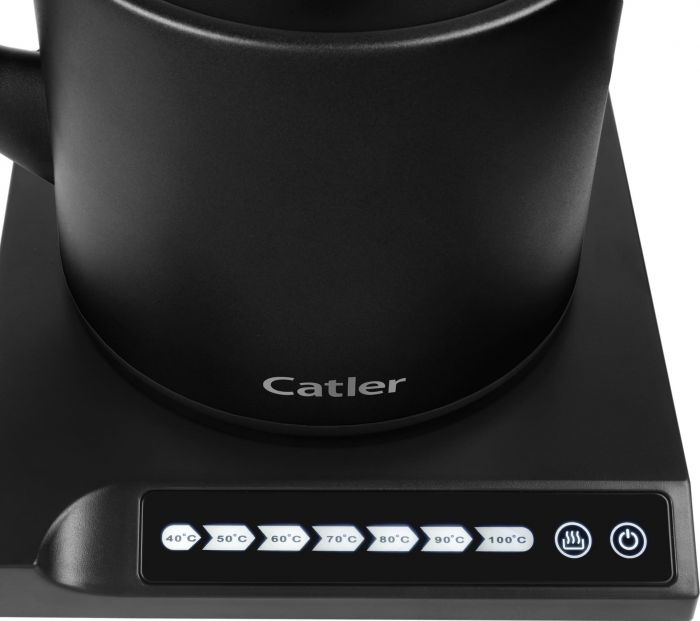 Електрочайник Catler 0.6л, Strix, заварник, нерж. сталь, підтримка температури, сенс. керув., чорний