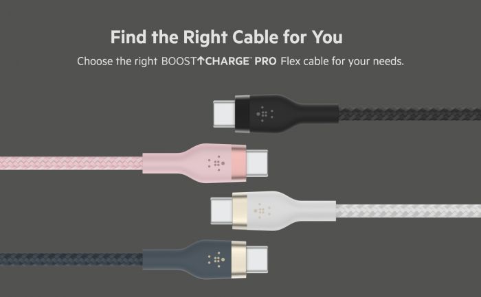 Кабель Belkin USB-C > USB-C заряджання/синхронізації 60Вт PD, 1м, плетений, силіконовий, з ремінцем на магніті, чорний