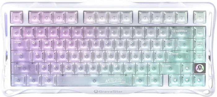 Клавіатура механічна GravaStar Mercury K1 Lite 80keys, GravaStar x BSUN Grey, BT/WL/USB, RGB, Crystal Aurora