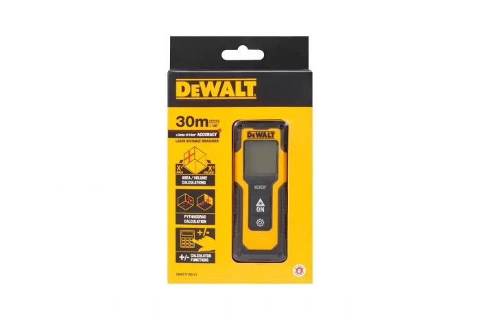 Далекомір лазерний DeWalt Li-lon 2хААА 30м +/- 3мм IP54 0.1кг