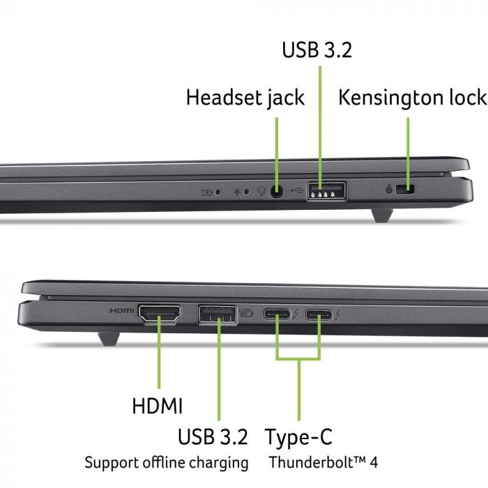 Ноутбук Acer Aspire 18 AI A18-I71M 18" WUXGA IPS, Intel U9-386H, 16GB, F512GB, UMA, Win11, сірий