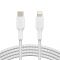 Кабель Belkin USB-C > Lightning заряджання/синхронізації 30Вт PD, 1м, плетений, білий
