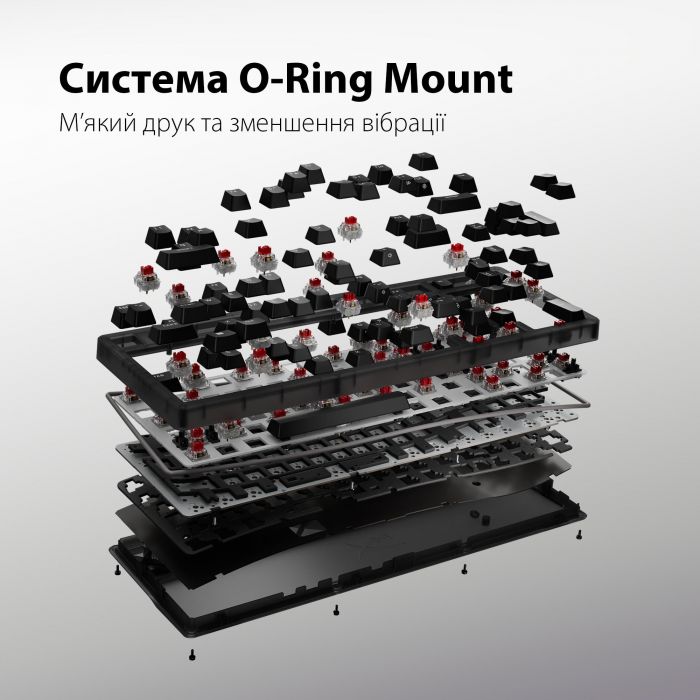 Клавіатура механічна HyperX Alloy Origins 2 1800 103key, Red, USB-A, Hot-Swap, EN/UA, RGB, чорний