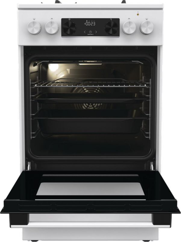 Плита Gorenje комбінована, 70л, 50x60см, дисплей, IconLed, чавун, білий