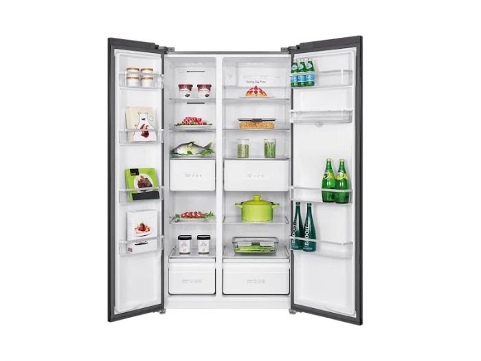 Холодильник TCL SBS, 177х92х63см, холод.відд.-322л, мороз.відд.-156л, 2дв., A++, NF, інв., диспл зовн., зона св-ті, диспенсер, нерж