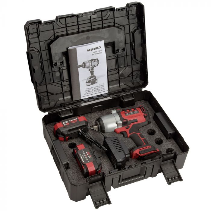 Гайковерт ударний акумуляторний Vitals Master AT 18100c BL Kit 18В 2х4А·год до 2500об/хв 3500уд/хв 1000Нм квадрат 3/4" ЗП та кейс 4.6кг