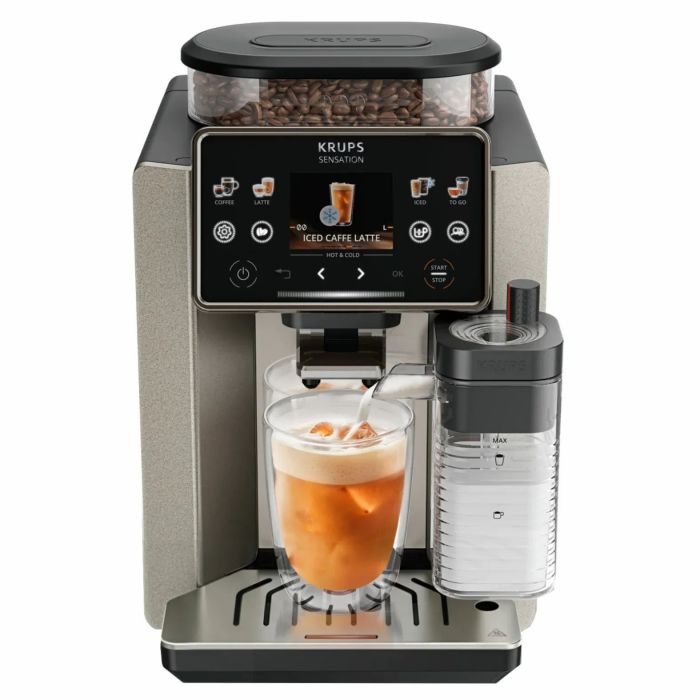 Кавомашина Krups Sensation Elite Hot&Cold, 1.7 л, зерно, автомат.капучинатор, дисплей, авторецептів - 24, сенcор.керування, сріблястий-чорний