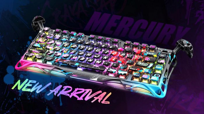 Клавіатура магнітна GravaStar Mercury V75 Pro 80keys, Magnetic Jade Gaming, 8K, USB-A, RGB, Neon Graffiti