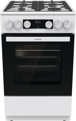 Плита Gorenje газова, 67л, 50x60см, дисплей, IconLed, чавун, білий