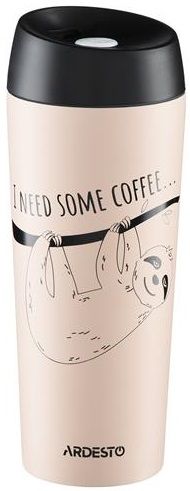 Термокухоль ARDESTO Coffee time Bradypus, 450мл, нержавіюча сталь, бежевий