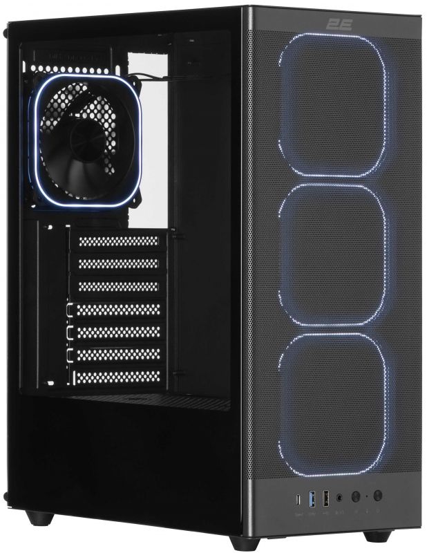 Корпус 2E GAMING  Iconic V8210B  без БЖ, 1xUSB3.0, 1х USB 2.0, 1xUSB Type-C, 4x120мм ARGB, VGA 325мм, LCS ready, контролер з пультом, TG Side Panel, ATX, чорний