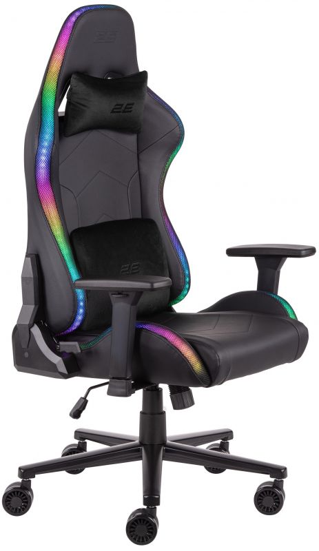 Крісло 2E GAMING OGAMA II RGB, ПУ шкіра, 3D-Armrests, чорний