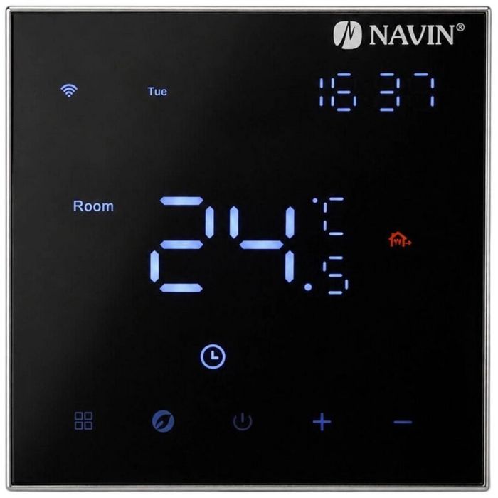 Терморегулятор Navin EH602 B-16A 5...45 °C для теплої підлоги електронний Wi-Fi Tuya Smart Life вбудований дротовий датчик 16A 230В чорний